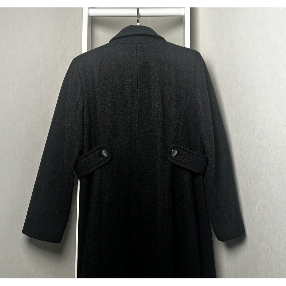 Winter Long Coat Womens 12P Petite Dark Gray Wool Andrea Brem Long Pockets - Picture 8 of 13